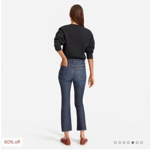 Everlane The Kick Crop Flare Raw Hem Dark Wash Jeans